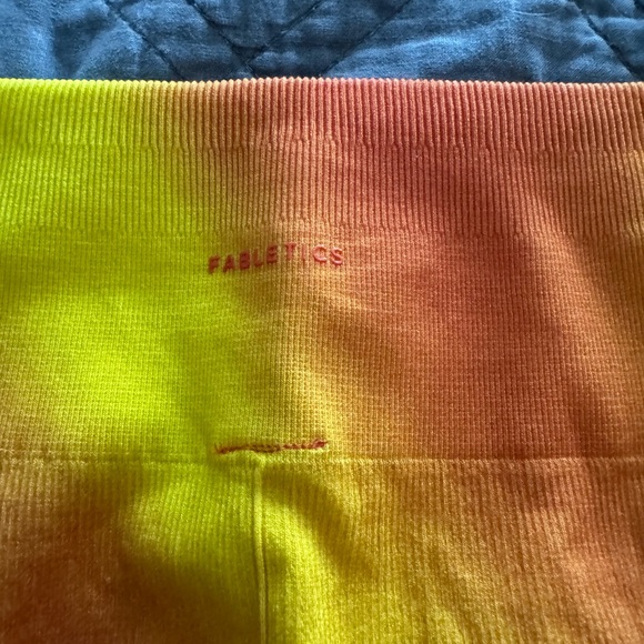 Fabletics XL Yellow and Orange Ribbed Leggings - Picture 3 of 4